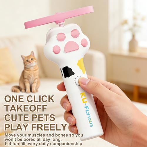 Cat Disc Launcher Toy, Rechargeable LED Flying Spinner Fetch Interactive - Image 3