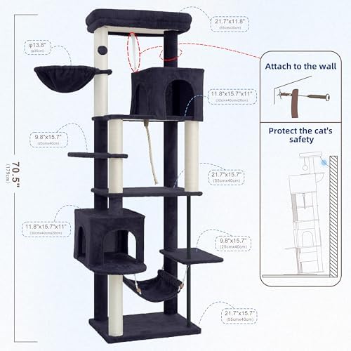 Gitelsnour Cat Tree, Cat Tower with Sturdy Steel Tube, Large Perch GCT024G - Image 7