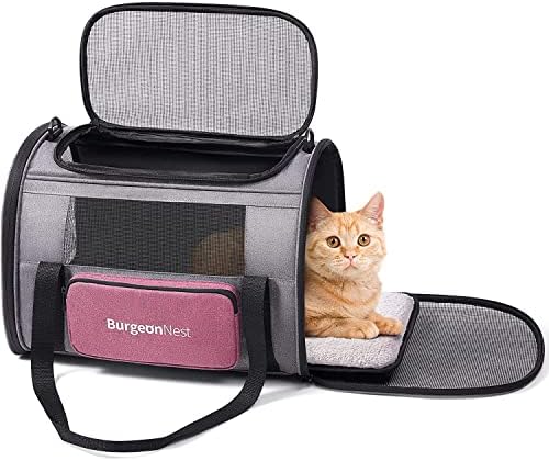 BurgeonNest Soft Cat Carrier for Cats up to 20 Lbs, Top Load Pet Carry Bag by Lifelongfriendsbelovedfamily