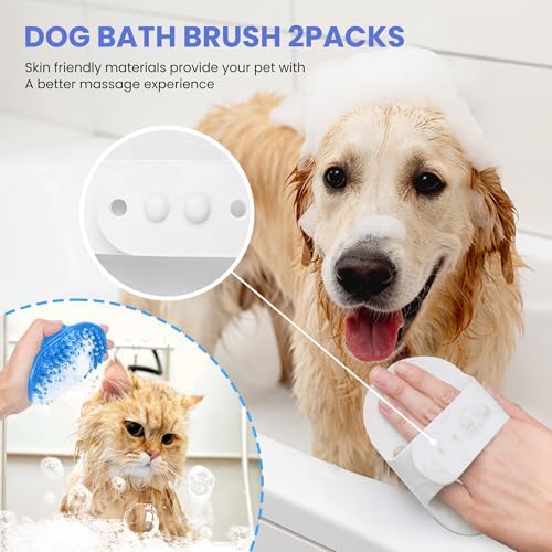 Self Cleaning Shedding Brush - 5-in-1 Professional Pet Grooming Kit Skin Friendly Grooming Tool for Dogs, Cats, and Puppies, Deshedding and Hair Removal for Long and Short Haired Pets（Blue-White） - Image 5