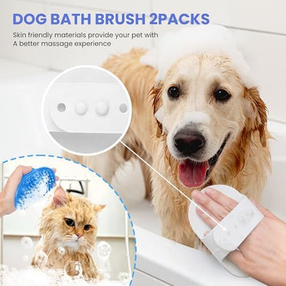Self Cleaning Shedding Brush - 5-in-1 Professional Pet Grooming Kit Skin Friendly Grooming Tool for Dogs, Cats, and Puppies, Deshedding and Hair Removal for Long and Short Haired Pets（Blue-White） - Image 5