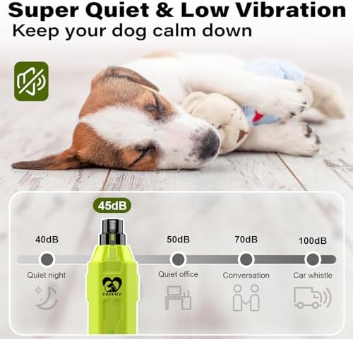 Casfuy 6-Speed Dog Nail Grinder - Newest Enhanced Pet Nail Grinder Super Quiet Rechargeable Electric Dog Nail Trimmer Painless Paws Grooming & Smoothing Tool for Large Medium Small Dogs (Green) - Image 4