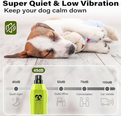 Casfuy 6-Speed Dog Nail Grinder - Newest Enhanced Pet Nail Grinder Super Quiet Rechargeable Electric Dog Nail Trimmer Painless Paws Grooming & Smoothing Tool for Large Medium Small Dogs (Green) - Image 4