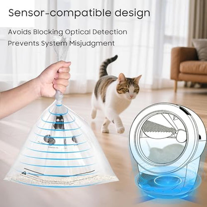 150 Pack Cat Litter Box Robot Model 5/4/3 Waste Bags, Automatic Litter Box Liners Bags,Transparent, Pre-Separated, Tear Resistant, Sensor-compatible, 9-11 Gallon Capacity - Image 5