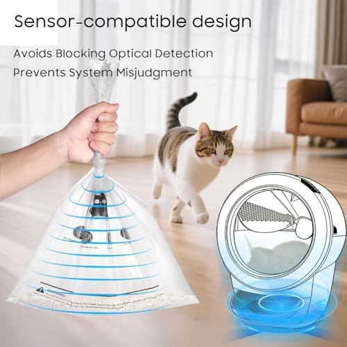 40 Pack Cat Litter Box Robot Model 5/4/3 Waste Bags, Automatic Litter Box Liners Bags, Transparent, Pre-Separated, Tear Resistant, Sensor-compatible, 9-11 Gallon Capacity - Image 5