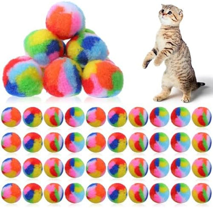 40 Pcs Soft Plush Cat Ball 1.7Inch Rainbow Pom Pom Cat Toy Balls Fuzzy Kitty Chase Yarn Puffs for Pet Interactive Playing Exercising Training Assorted Color Lightweight by Unknown