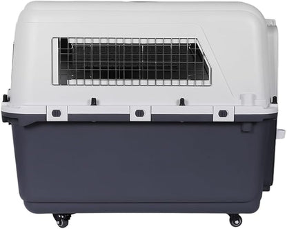 Travel Dog Crate Pet Box Length 33in/Width 21.6in/Height 25.2in Dogs Kennel with Handle & Metal Door Plastic Dog Carrier for Indoor Outdoor Puppies Kittens