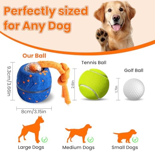 Interactive Dog Toy Ball, Automatic Bouncing Rotating, Realistic Dog Barking Sounds, E‑TPU, IP54, Rechargeable, for Small/Medium/Large Dogs, Indoor/Outdoor（Light Blue） - Image 2