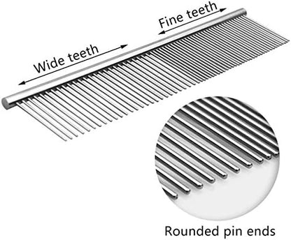 Stainless Steel Pet Grooming Comb with Rounded Ends - Professional Tool for Long and Short-Haired Dogs, Cats and Greyhounds - Image 3