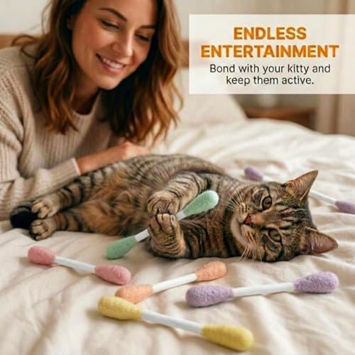 Glaciart One Swabs Cat Toys with Catnip - 6 Pk | Durable for Chew, Cute Cat Toys Interactive Kitty for Boredom, Exercise, & Play | Filled w/Organic Catnip for Anxiety & as Digestive Aid | Gift Idea - Image 5