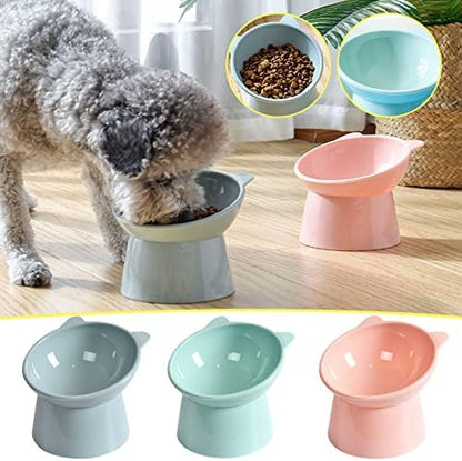Tilted Elevated Cat Food Bowl - Cats Bowls Whisker Friendly Anti Vomiting Slanted Feeding Bowls Cute Shallow(Tall Cat Bowl-Pink) - Image 7