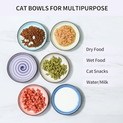 Selamica 6 Inch Ceramic Cat Bowls, Set of 6, Gradient Color - Image 5