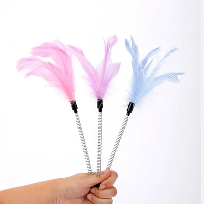 SHENGOCASE 5-Pack Feather Toy Replacement, Spring Rod with M6 Screw, Interactive Hanging Toy, Cat Tree Scratching Post Accessories