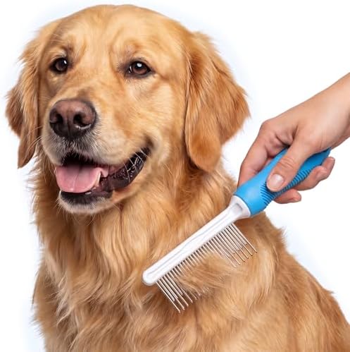 Poodle Grooming Comb - Metal Dematting Comb with Long & Short Stainless Steel Teeth for Removing Matted Hair & Knots, Safe and Gentle for Dogs & Cats - Image 2