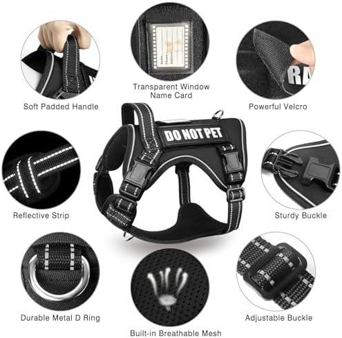 Tactical Dog Harness and Leash Set Small Sized Dog+10 Dog Patches - Image 6