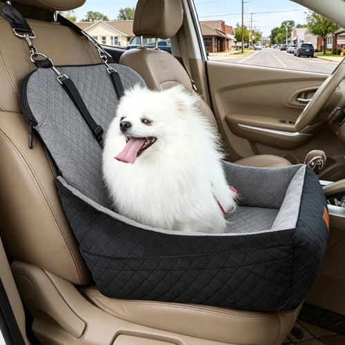 Small Dog Car Seat & Travel Bed:Keep Your Pup Safe,Comfortable and Secure on Every Journey.Features 2 Safety Harnesses,Removable Washable Cover for Multi-Scenario. - Image 2