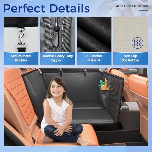 HOB4U Back Seat Extender for Dogs, Hard Bottom Dog Car Seat Cover - Image 7