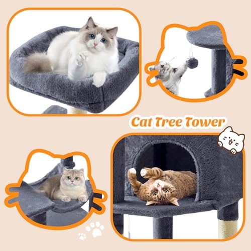 DUMOS 44 Inch Cat Tree Tower with Natural Sisal Scratching Posts - Image 6