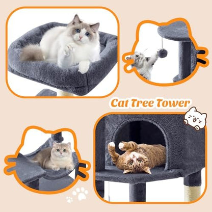 DUMOS 44 Inch Cat Tree Tower with Natural Sisal Scratching Posts - Image 6