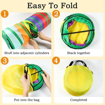 3-Piece Collapsible Cat Tunnel Set with Zipper Connection - Image 6