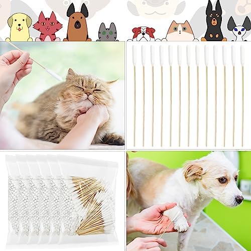 Sweetude 500 Pcs 6 Inch Dog Ear Cotton Swabs Long Cotton Swabs Pet Cotton Swabs Pets Ear Cleaner Swabs with Long Bamboo Handle for Dogs Cats Ear Cleaning Supply for Puppies and Pets - Image 6