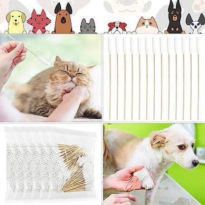 Sweetude 500 Pcs 6 Inch Dog Ear Cotton Swabs Long Cotton Swabs Pet Cotton Swabs Pets Ear Cleaner Swabs with Long Bamboo Handle for Dogs Cats Ear Cleaning Supply for Puppies and Pets - Image 6