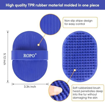 Dog bath brush, ROPO rubber massage dog shampoo brush, used for pet grooming, removing shedding fur, combing tangles and dead fur, suitable for pet dogs and cats (blue) - Image 2