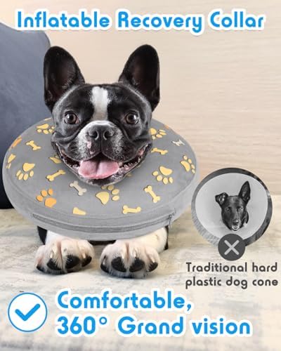 Inflatable Dog Pillow Cone Collar After Surgery, Donut Soft Neck Cone for Beagle French Bulldog Medium Plus Dogs, etc, Recovery E Collar to Stop Licking Paw - Image 6