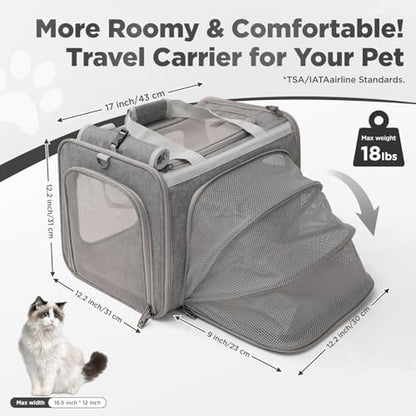 Cat Carriers Soft Stylish Small Dogs Puppy Pets Bag,Sturdy,Ventilated,Airline Approved,Expandable,Rabbit Cage Small Animals Travel Outdoor Carry Kennel Gray Color - Image 2