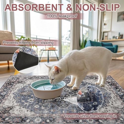 BEAUTYZOO Cat Litter Mat, 32" x 45" Large Litter Trapping Mat, Waterproof - Image 6