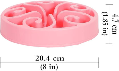Dog Bowl Slow Pet Feeders Non Skid Bowl Dog Water Bowl Dry Food Bowl Slow Feeder Fun Bowl Slow Eating Bowl for Small Dog Large Dog Medium (Pink, M)