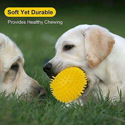 VITEVER 3 Colors 4.5” Heavy Duty Squeaky Dog Toy Balls for Medium Large Dogs, Dog Chew Toys for Teething, Spiky Balls for Aggressive Chewers, Durable Toys for Teeth Cleaning and Training - Image 6