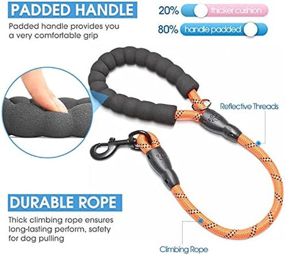 BAAPET 2/4/5/6 FT Dog Leash with Comfortable Padded Handle and Highly Reflective Threads for Small Medium and Large Dogs (2FT-1/2'', Orange) - Image 2