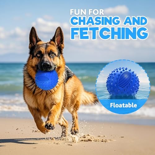 petizer 4" Squeaky Dog Balls for Aggressive Chewers, Durable Interactive Spiky Ball for Teething, Indestructible Rubber Dog Chew Toys, Tough Pet Toys for Small, Medium & Large Breeds - Image 3
