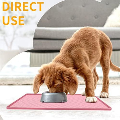 Ptlom Silicone Pet Placemat for Dog and Cat, Waterproof Anti-Slip Pet Feeding Bowl Mats for Food and Water, Small Medium Large Tray Mat Prevent Residues from Spilling to Floor, Pink, 31.5" 23.6" - Image 3