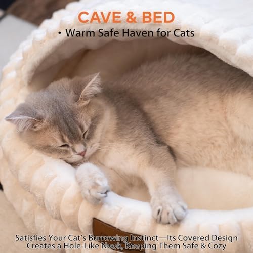 CHEERPALS Cat Cave Bed for Indoor Cats Covered Hooded Pet Bed with Cushion - Image 2
