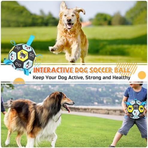 Dog Toy Soccer Ball with Straps, Herding Ball for Dogs, Outdoor Interactive Dog Toy, Dog Fetch Toy, Ideal for Medium & Large Dogs, Great Puppy Birthday (6 Inch) - Image 3