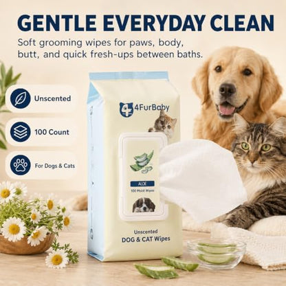 Dog Wipes for Paws and Butt, Unscented, 100 Count - Image 2