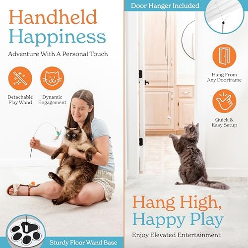 Interactive Cat Toys for Indoor Cats, Cat Toy Wand, 18 Feather Attachments - Image 5