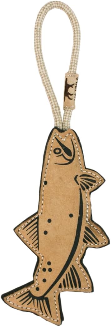 Tall Tails Natural Leather Trout Tug Toy for Dogs