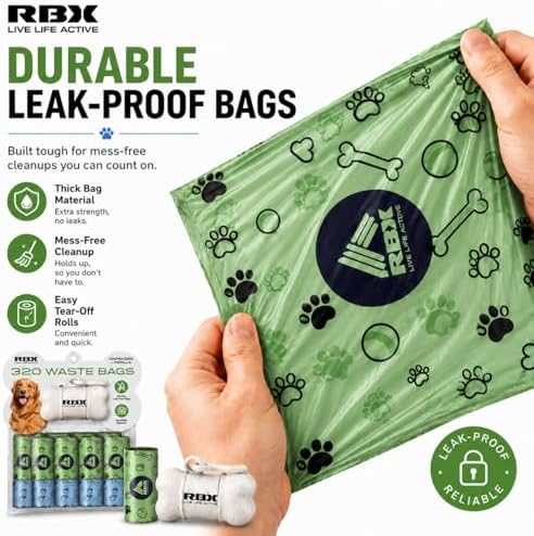 RBX Dog Poop Bags with Leash Holder, 320 Bags, 16 Refill Rolls - Image 4