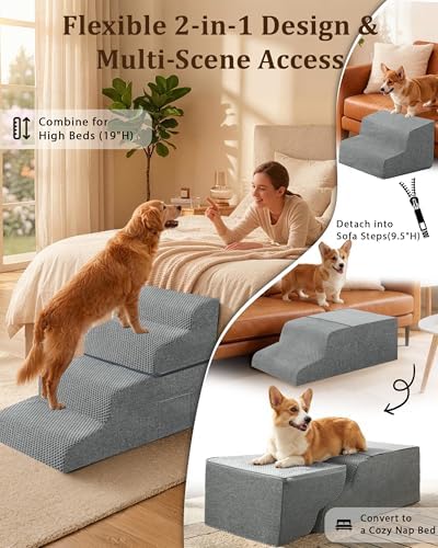 Dog Stairs for Bed,19" H 4 Step Pet Stairs for Small Dogs & Cats - Image 3