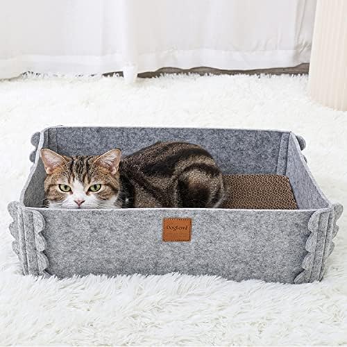 Cat Lounge Scratcher Box with Removable Cardboard (Grey) by TIGOADT