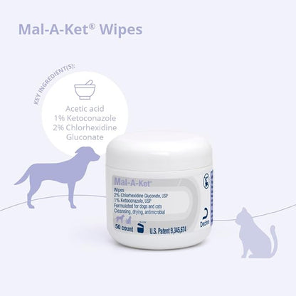 Mal-A-Ket Wipes, 2.25" Round, 50 Count jar