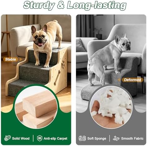 TIMHAKA Large Dog Stairs for Bed 16" H, 3-Step Dog Ramps for Small Dogs - Image 3