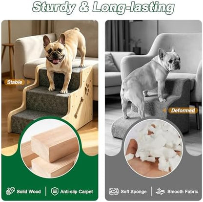 TIMHAKA Large Dog Stairs for Bed 16" H, 3-Step Dog Ramps for Small Dogs - Image 3