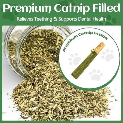 4-Pack Catnip Toys for Cats - Hand-Rolled with Hemp Rope & Bell Safe Teething Fun + Stress Relief Toys for Indoor Cats & Multi-Kitten Homes (Green) - Image 4