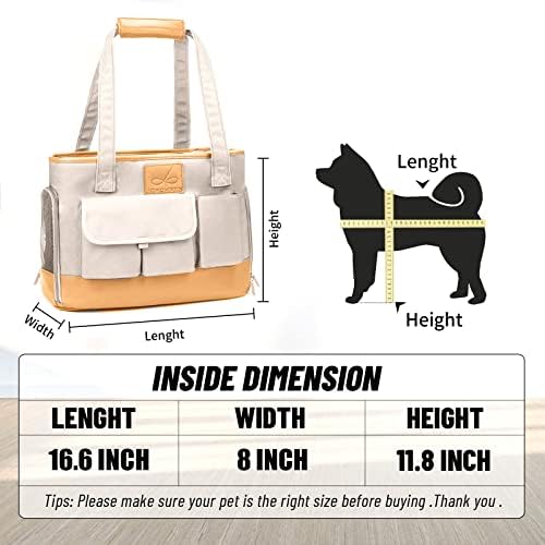 Dog Carrier, Cat Carrier, Pet Carrier, Foldable Waterproof Premium PU Leather Oxford Cloth Dog Purse, Portable Tote Bag Carrier for Small to Medium Cats and Small Dogs - Image 5