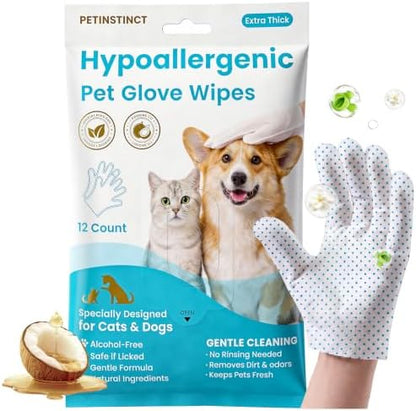 Pet Glove Wipes Pro, Massage Grooming for Dogs & Cats by Petinstinct