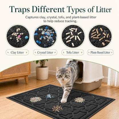 Yimobra Cat Litter Mat, Waterproof Litter Trapping Mat, 47x36, Black - Image 2
